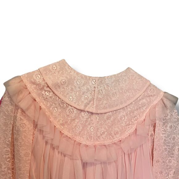 Vintage Pink Lace Nightgown Dress Coquette Cottagecore Lolita - Picture 7 of 16